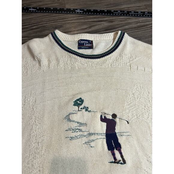 Cypress Links Vintage Golf Pullover Sweater‎ Mens Large Gold Embroidered Logo - Picture 2 of 8